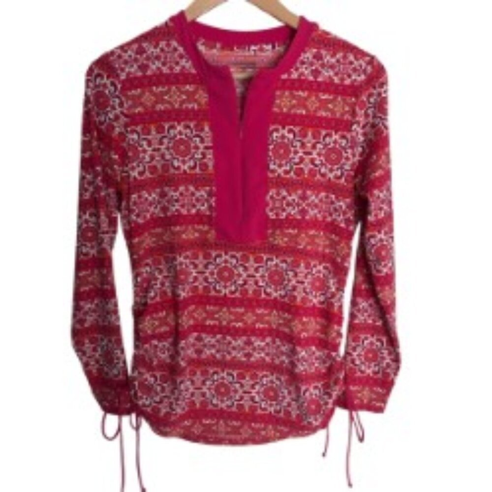 Lands' End Pink Floral Rash Guard Small
